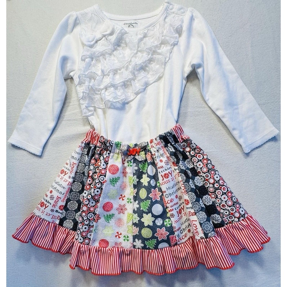 Handmade Holiday Skirt With Kids Shirt, With A Ruffle Top By Garanimals 1 Year